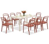 Salon de jardin King/Vague blanc et anthracite pour 8 personnes Bica