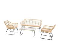 Salon de jardin ""Lambada"" sésame avec table basse rectangulaire 4 places en acier traité époxy - Hespéride