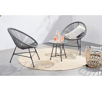 Salon de jardin Lio de Kocoon avec 2 fauteuils ronds et table basse : Naturel