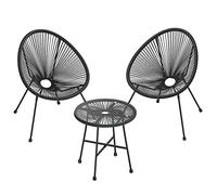 Salon de jardin lot 3 meubles de 64 x 65 x 77 cm verre