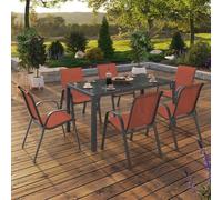 Salon De Jardin Madrid Table 150 Cm Et 6 Chaises Empilables Terracotta