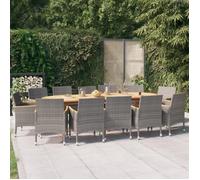 Salon de jardin - Maison Exclusive - 1 table + 12 chaises - Bois d'acacia massif - Coussins gris
