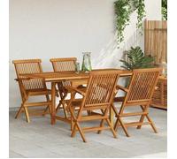 Salon de jardin - Maison Exclusive - Bois de teck massif - Table extensible 110-160 cm - 4 chaises pliables