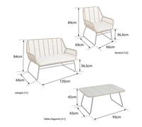 Salon De Jardin Maré En Résine Tressée 4 Places - Coussins Gris Marron