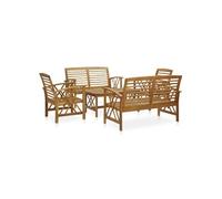 Salon de jardin marron 6 personnes bois massif x 50.0 x 43.0 cm 5 pieces