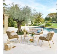 Salon de jardin MELOANE Beige 5 places - Acier traité époxy, Polyester Hespéride