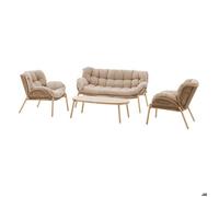 Hespéride - Salon de Jardin Meloane Taupe - 4 X 3 m - Aluminium Traité Époxy Anti-Rouille Acier Oléfine - Mobilier d'Extérieur pour Terrasse