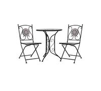 Vidaxl Mobilier De Bistro 3 Pcs Mosaïque Carreaux Céramiques Gris Gris