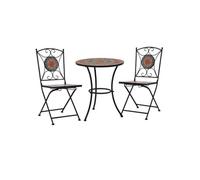 vidaXL Mobilier de bistro 3 pcs mosaïque carreau céramique Orange/Gris