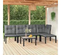 Vidaxl Salon De Jardin 6 Pcs Noir Et Gris Résine Tressée