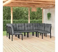 Salon de Jardin Meubles Terrasse 6 pcs Noir et Gris Résine Tressée vidaXL