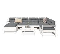 Vidaxl Salon De Jardin 8 Pcs Blanc Bois De Pin Massif