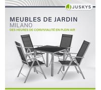 Salon de jardin Milano 5 pièces en aluminium - Table et 4 chaises, gris argenté