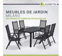 Salon de jardin Milano 7 pièces en aluminium - Table et 6 chaises, gris foncé