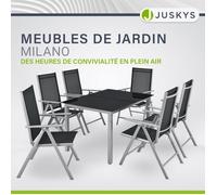 Salon de jardin Milano 7 places en aluminium - Table + 6 chaises, gris argenté
