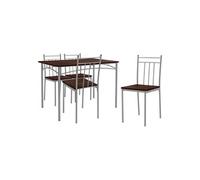 ML-Design Table de Salle à Manger avec 4 Chaises, Chêne Foncé, Set de 5 Pièces pour 4 Personnes, MDF Laminé, Pieds en Métal, Matériel de Montage Inclus, Ensemble de Meubles de Cuisine Salon