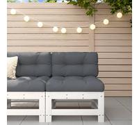 vidaXL Repose-pieds de jardin coussins 2 pcs blanc bois de pin massif, tabouret, repose-pied ottoman, tabouret de jardin, 825696 Blanc G