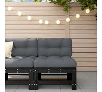 vidaXL Canapé Central de Jardin, Siège avec Dossier, Meuble de Terrasse Patio Arrière-cour Balcon Extérieur, Noir Bois de 825615