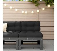 Vidaxl Canapés Centraux De Jardin 2 Pcs Gris Bois De Pin Massif