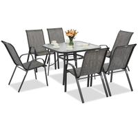 Salon de jardin Modena gris pour 6 personnes avec table carrée Garden Point