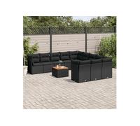 12 pieces noir 11 personnes resine tressee 62.0 x 62 x 69 salon de jardin modulable