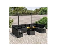 Vidaxl Salon De Jardin 11 Pcs Avec Coussins Noir Résine Tressée