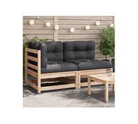Salon de jardin modulable 2 personnes gris 70 x 140 x 67 cm bois massif