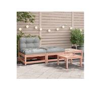 Salon de jardin modulable 2 personnes gris 70 x 210 x 67 cm bois massif