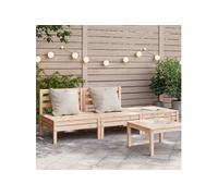 vidaXL Canapé de jardin 3 places 838033 – Siège avec dossier et repose-pied, bois de pin massif