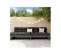 Salon de jardin modulable 2 pieces bois massif 2 personnes 84 x 84 cm gris