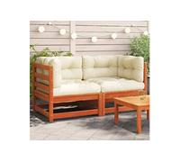 Salon de jardin modulable 2 pieces bois massif marron 70 x 63.5 x 67 cm