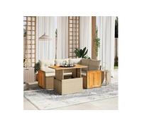 Salon de jardin modulable 4 personnes resine tressee beige 62 x 55 x 69 cm 5 pieces