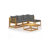 Vidaxl Salon De Jardin 5 Pcs Avec Coussins Bois D'acacia Solide