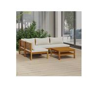 vidaXL Salon de jardin modulable 5 pièces – 4 personnes, bois massif (69×65×62,5 cm) Beige