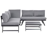 Salon de Jardin Modulable 5 Places en Aluminium Gris avec Coussins Taupe Coccori