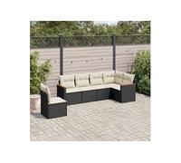 Salon de jardin modulable 6 pieces 6 personnes noir 62 x 62 x 69 cm resine tressee