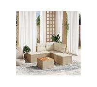 Vidaxl Salon De Jardin Avec Coussins 6 Pcs Beige Résine Tressée
