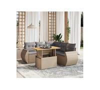 Salon de jardin modulable 6 pieces resine tressee beige 62 x 62 x 69 cm 5 personnes