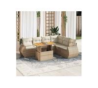 Salon de Jardin avec Coussins Canapés Patio 7 pcs Noir Résine Tressée vidaXL