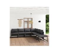 Salon de jardin modulable 7 pieces gris polyethylene 60 x 60 cm 6 personnes