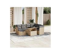 Salon de jardin modulable 8 pieces beige 7 personnes 62.0 x 62 x 69 cm resine tressee