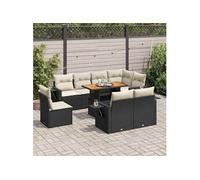 Salon de jardin modulable 9 pièces en bois massif noir 2 personnes - Table extensible avec rangement - 100 x 55 x 73 cm