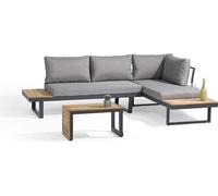 Salon de jardin modulable - Aluminium - DCB GARDEN - 4 places - TOKYO - Gris anthracite et bois d'acacia