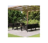 Salon de jardin modulable aluminium gris 8 pieces 7 personnes