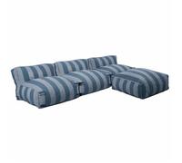 Salon de jardin modulable avec 3 chauffeuses et 1 pouf bleu pacific Mixi, Oviala