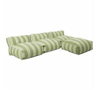Salon de jardin modulable avec 3 chauffeuses et 1 pouf vert cactus Mixi, Oviala