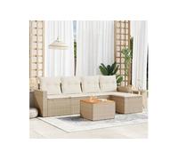 Salon de jardin modulable beige 6 pieces 5 personnes 62 x 55 x 69 cm resine tressee