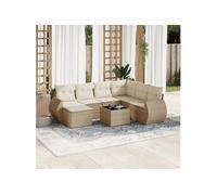 vidaXL Ensemble de jardin canapé 8 pièces avec coussins Beige Poly Rattan