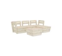 Salon de jardin modulable bois 3 personnes 5 pieces