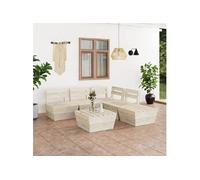 Salon de jardin modulable bois 4 personnes 6 pieces